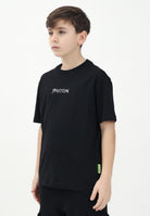 BARROW T-shirt a manica corta nera per donna, ragazzi e bambini con stampa teddy sul retro S5BKJUTH072 110 BARROW 