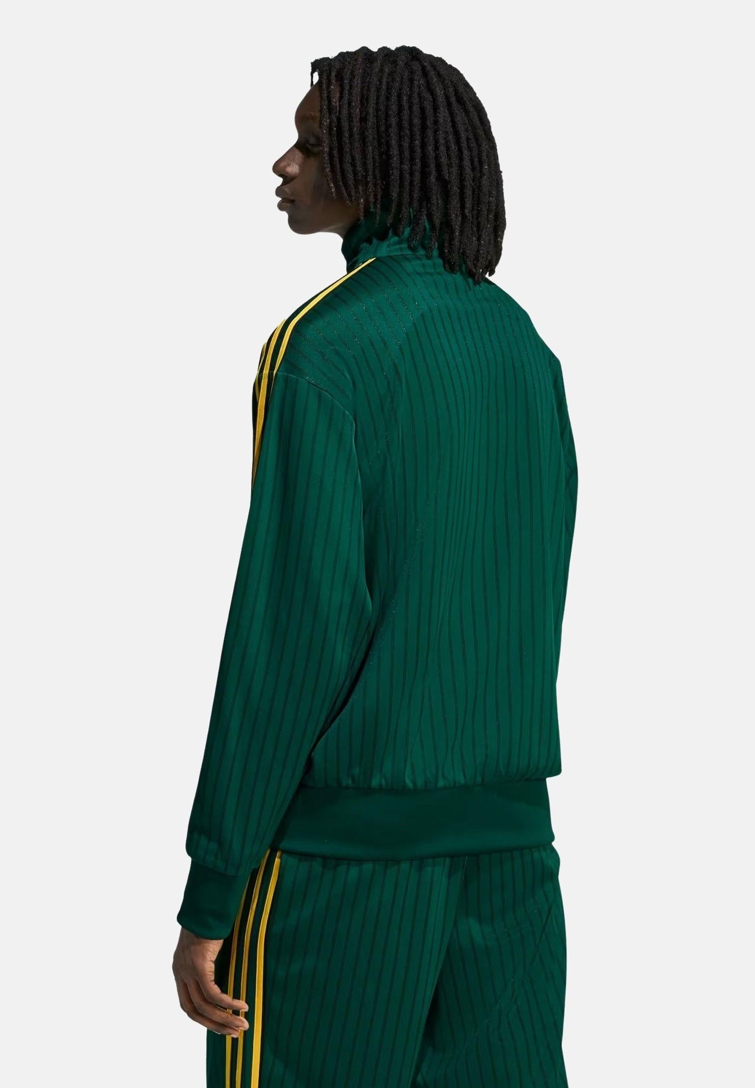 ADIDAS ORIGINALS Felpa con zip FIREBIRD LOOSE PINSTRIPES verde e gialla da uomo KD6287 . ADIDAS ORIGINALS 
