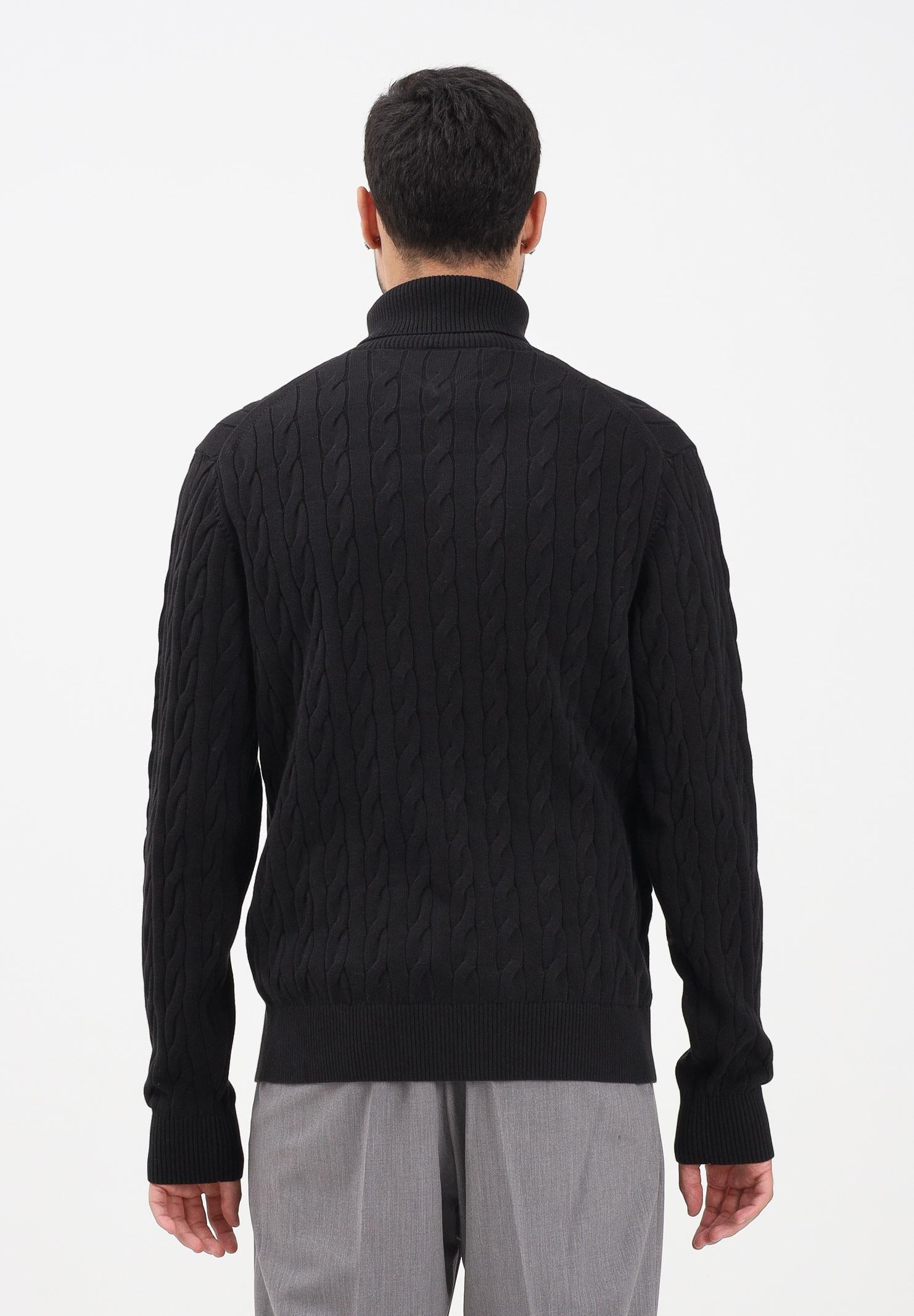 TOMMY HILFIGER Maglioncino a collo alto nero da uomo in maglia intrecciata MW0MW40439BDS . TOMMY HILFIGER 