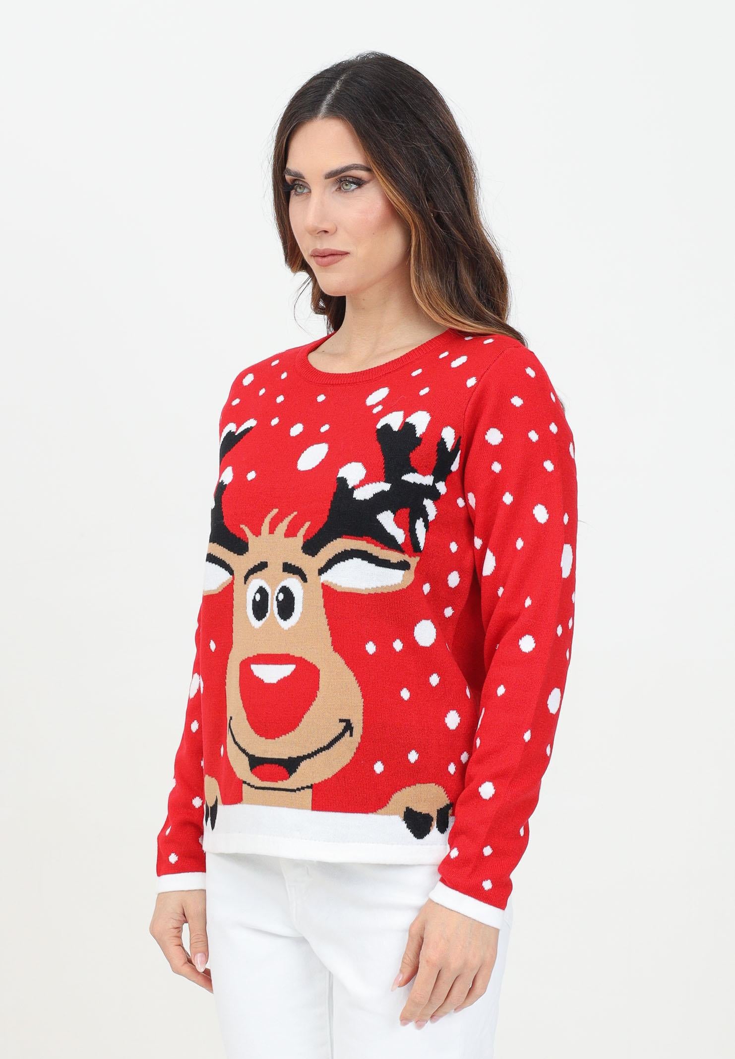 Maglioncino girocollo rosso da donna con renna 15238375 True Red JDY 