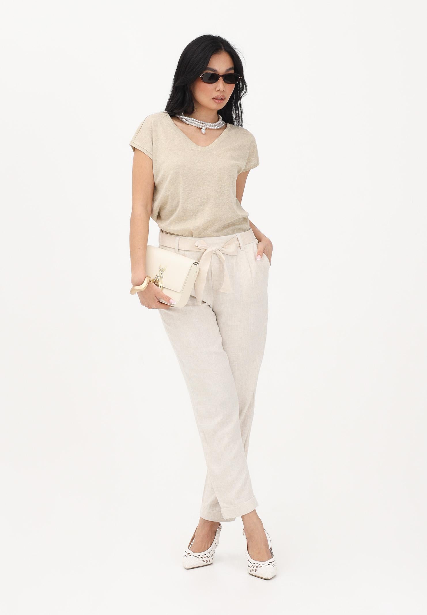 ONLY Pantalone panna da donna con cintura coordinata 15367751 MO ONLY 