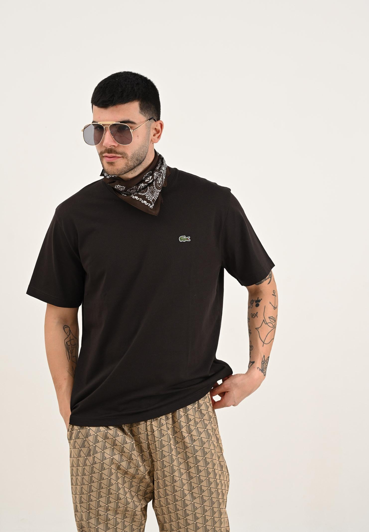 LACOSTE T-shirt a manica corta marrone per uomo e donna TH7318 SKB LACOSTE 