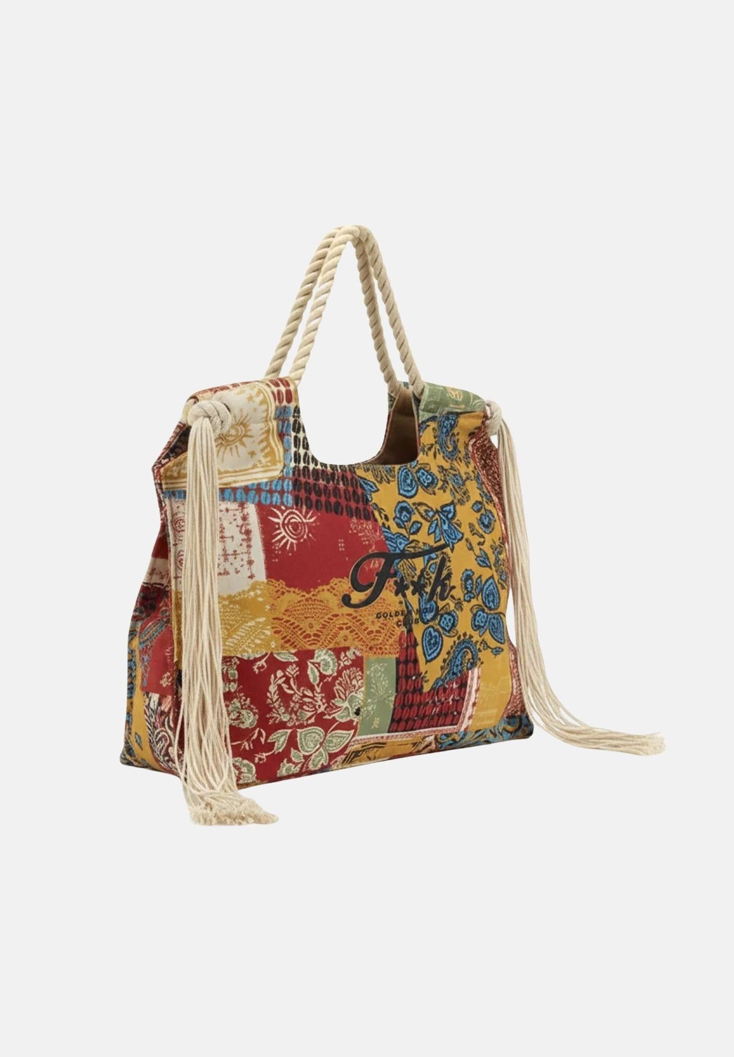 F**K Borsa mare multicolore da donna con manici in corda e frange laterali FA26-SW0081X38 . F**K 