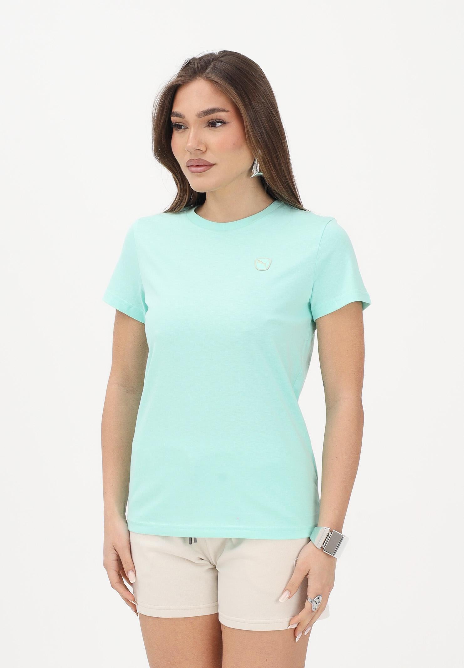 PUMA T-shirt a manica corta Essentials Elevated verde acqua da donna 691855 44 PUMA 