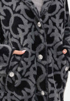 PINKO Cappotto grigio e nero da donna con fantasia logo jacquard 105415A2WY IZ9 PINKO 