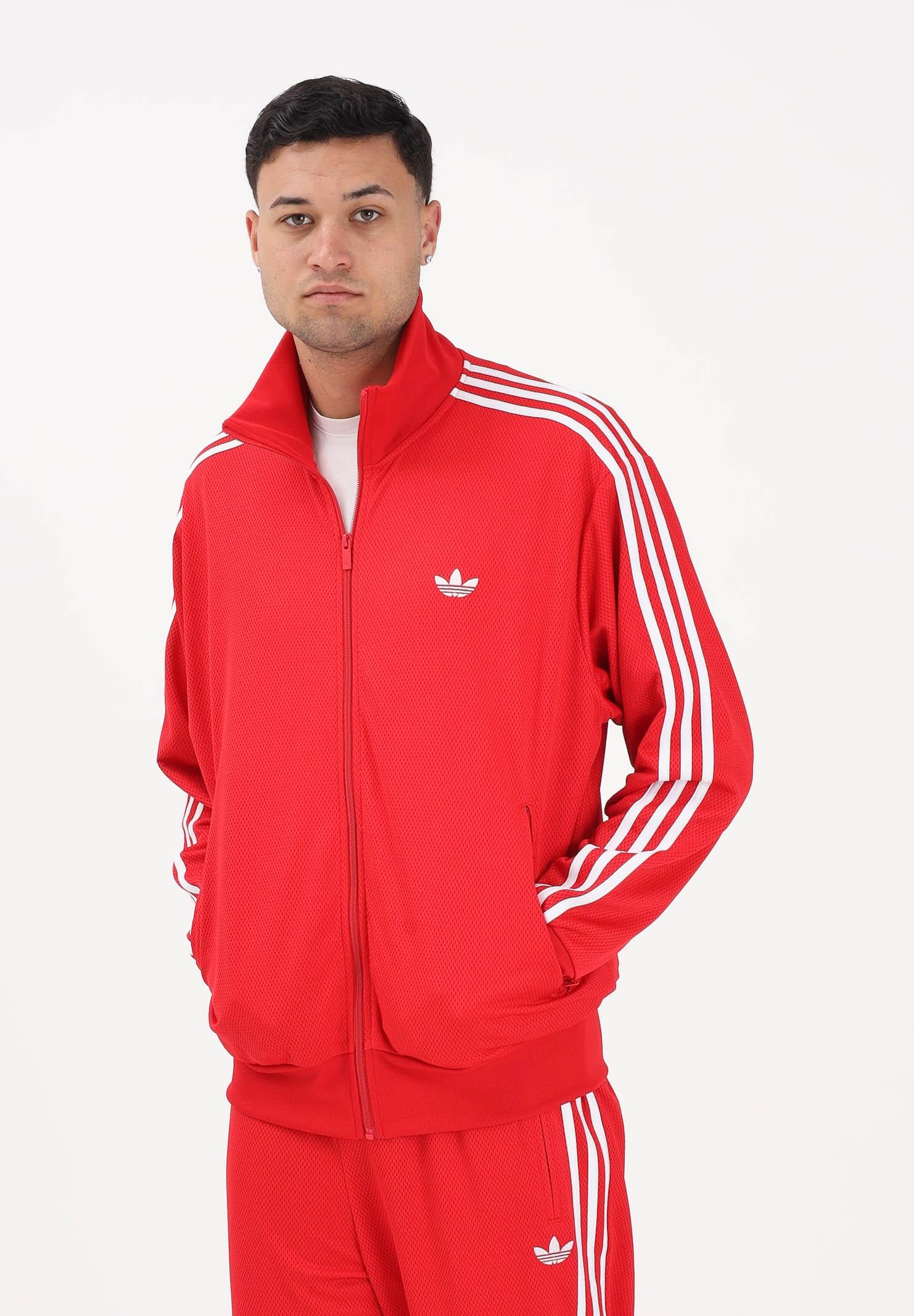ADIDAS ORIGINALS Felpa con zip Firebird Adicolor Mesh rossa da uomo KE0788 . ADIDAS ORIGINALS 