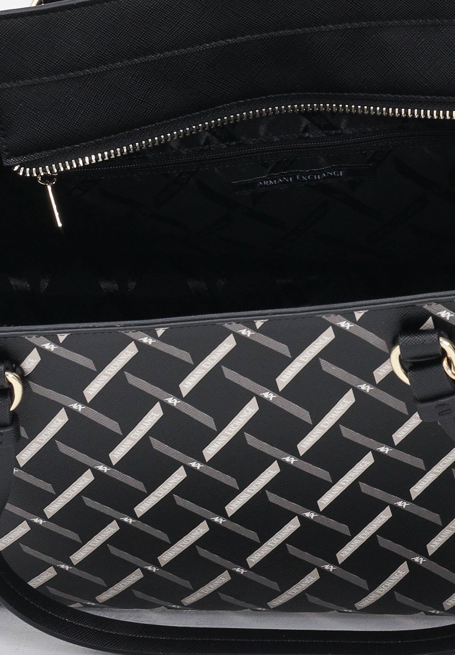 ARMANI EXCHANGE Shopper nera da donna con logo all over XW000927AF17155 MC043 ARMANI EXCHANGE 