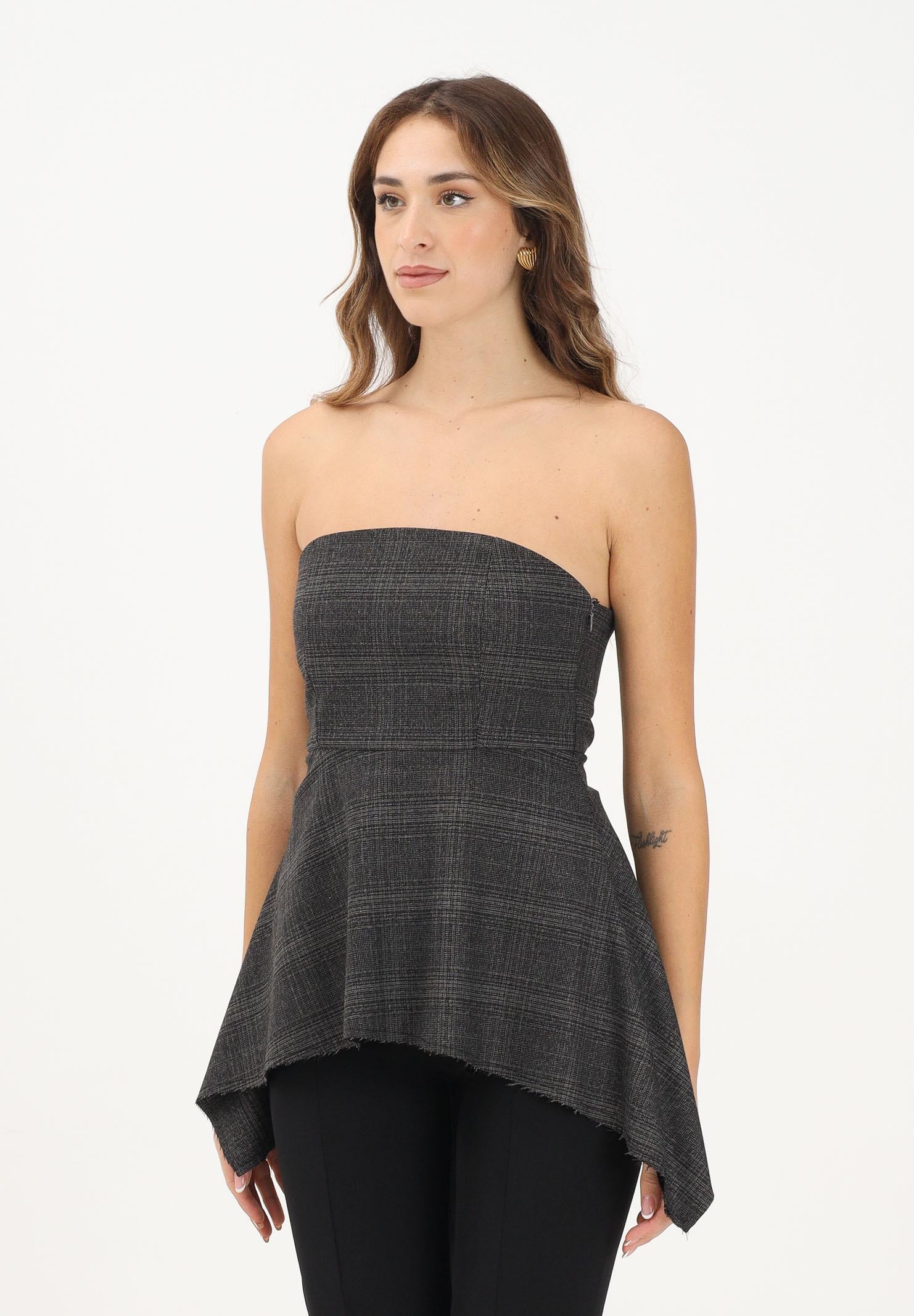 VICOLO Top elegante grigio da donna in tessuto gessato TF1730 GR VICOLO 