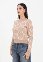 PINKO Maglioncino girocollo beige da donna con logo Love Birds 106041A2YD C4Z PINKO 