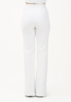 ELISABETTA FRANCHI Pantalone elegante avorio da donna con logo ricamato<BR/> PA17161E2 360 ELISABETTA FRANCHI 