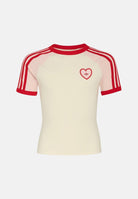 ADIDAS ORIGINALS T-shirt a manica corta 3 STRIPES SLIM HEART panna da bambina KT0837 . ADIDAS ORIGINALS 