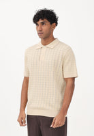 SELECTED HOMME Polo a manica corta in maglia beige chiaro da uomo 16100065 AN SELECTED HOMME 