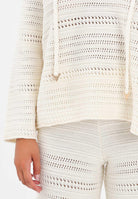 AKEP Maglia con cappuccio panna da donna dalla lavorazione traforata MGKD11065 V2 AKEP 