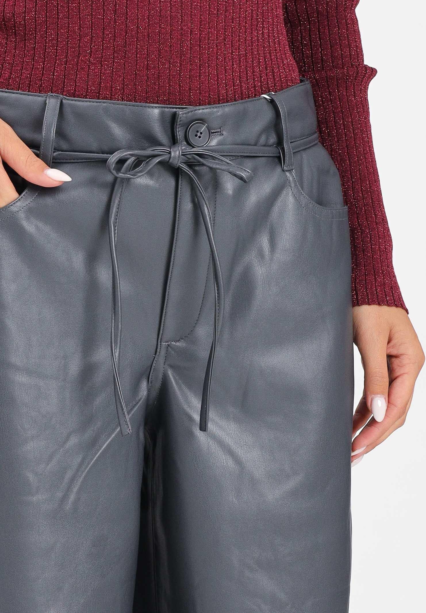 ONLY Pantalone in eco-pelle color grigio da donna 15351275 BlackenedPearl ONLY 