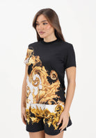 VERSACE JEANS COUTURE T-shirt a manica corta nera e bianca da donna con stampa Wave Couture 80HAH6P3JS542 GL1 VERSACE JEANS COUTURE 