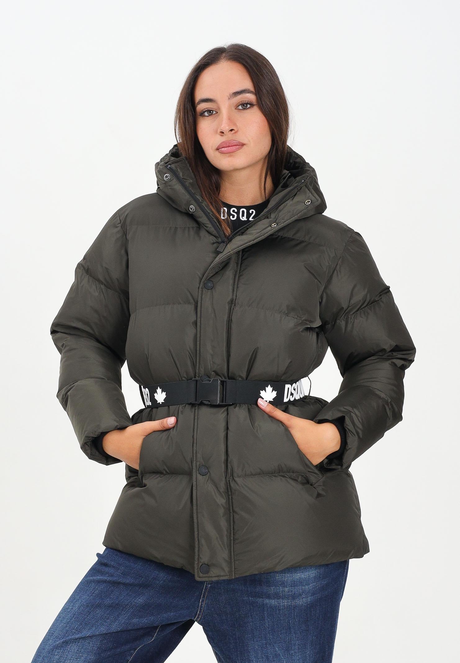 DSQUARED2 Piumino verde oliva per donna e bambina con cintura logata DQ2439D00BN DQ518 DSQUARED2 