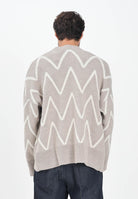 I'M BRIAN Cardigan beige da uomo caratterizzato da una lavorazione a zig-zag MA3418 0025 I'M BRIAN 