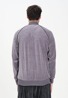 ADIDAS ORIGINALS Felpa con zip SST Adicolor Velour grigia da uomo JX1562 . ADIDAS ORIGINALS 