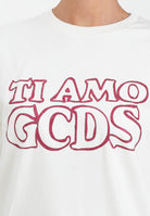 GCDS Felpa girocollo bianca per donna e ragazze con stampa in strass B2JW1532BA5 15 GCDS 