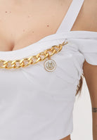 ELISABETTA FRANCHI Top bianco da donna con collana<BR/> TO04861E2 100 ELISABETTA FRANCHI 