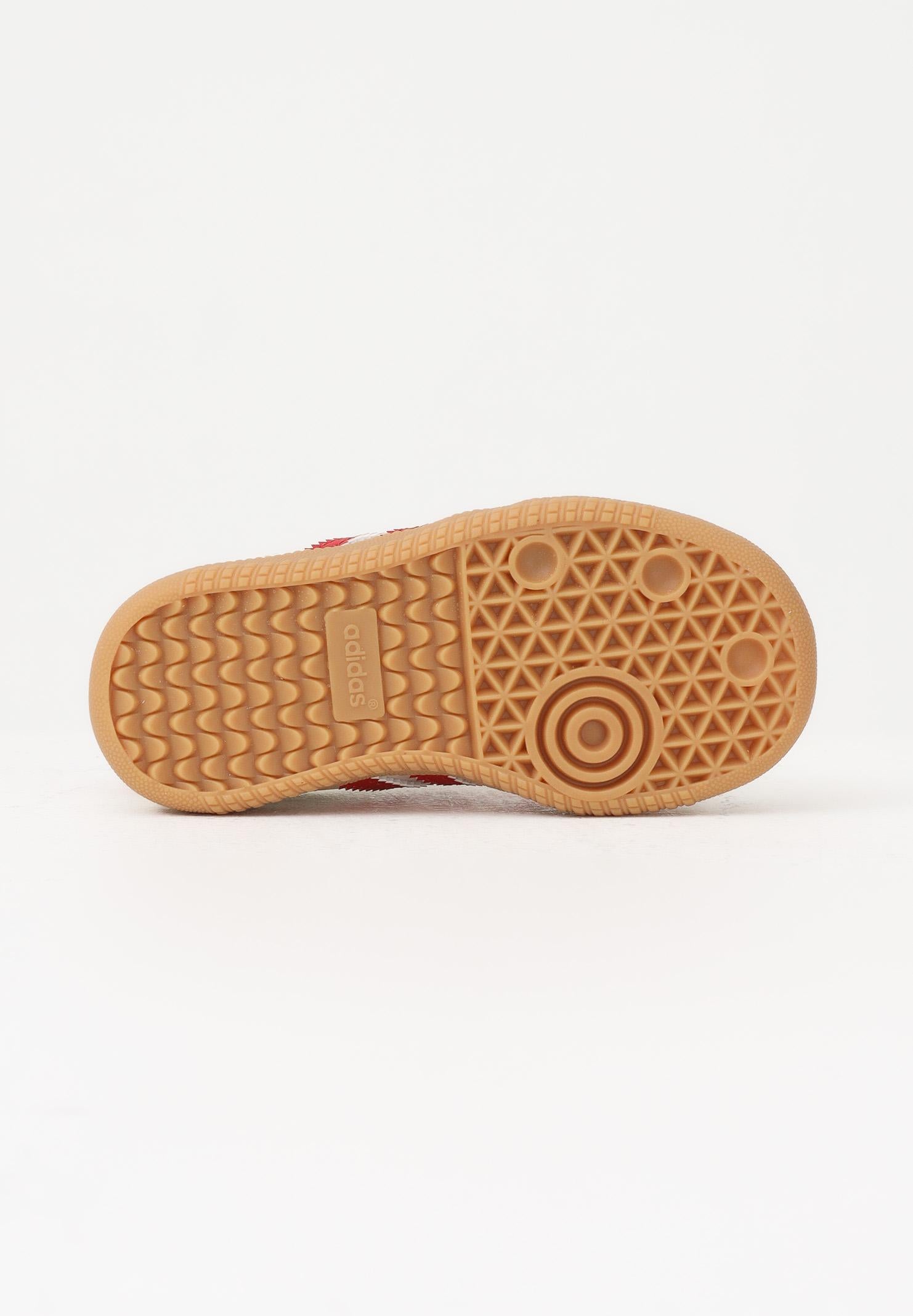 ADIDAS ORIGINALS Sneakers SAMBA ELASTIC LACES beige e rosse da neonato KI6682 . ADIDAS ORIGINALS 