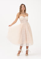 ELISABETTA FRANCHI Abito midi burro da donna realizzato in delicato pizzo AB97162E2 EG9 ELISABETTA FRANCHI 