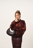 VICOLO Blusa bordeaux da donna con fiocco TF0488 BO VICOLO 