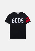 GCDS T-shirt a manica corta nera per bambino e bambina con logo Z0UKQC592J105 999R GCDS 