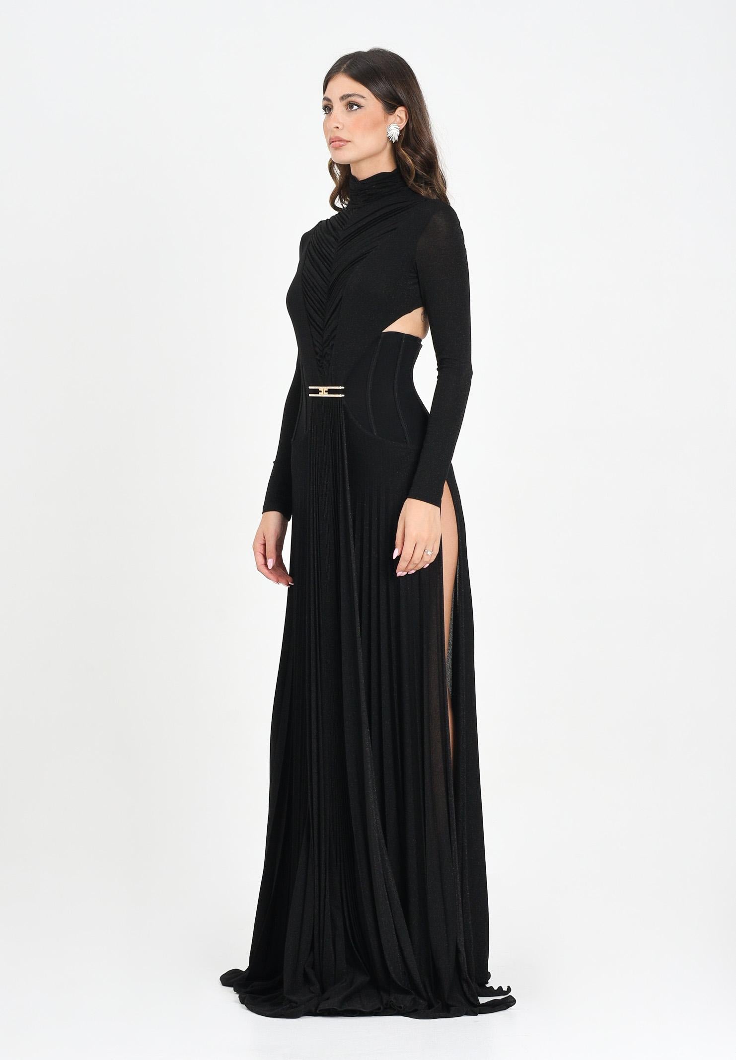 ELISABETTA FRANCHI Abito lungo nero da donna in jersey lurex ABR1256E2 110 ELISABETTA FRANCHI 