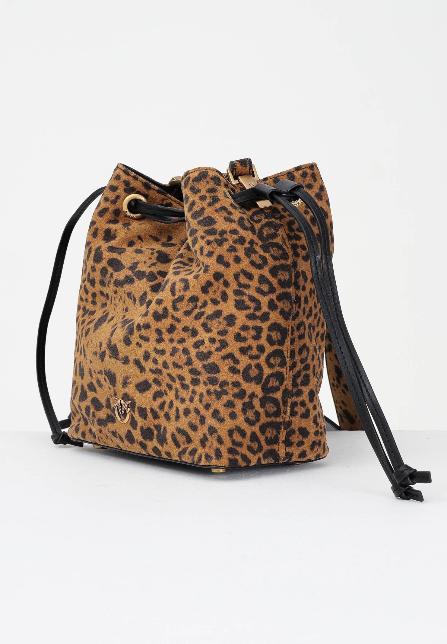 PINKO Borsa mini cammello da donna in Suede Leopardato 104303A32A M35Q PINKO 