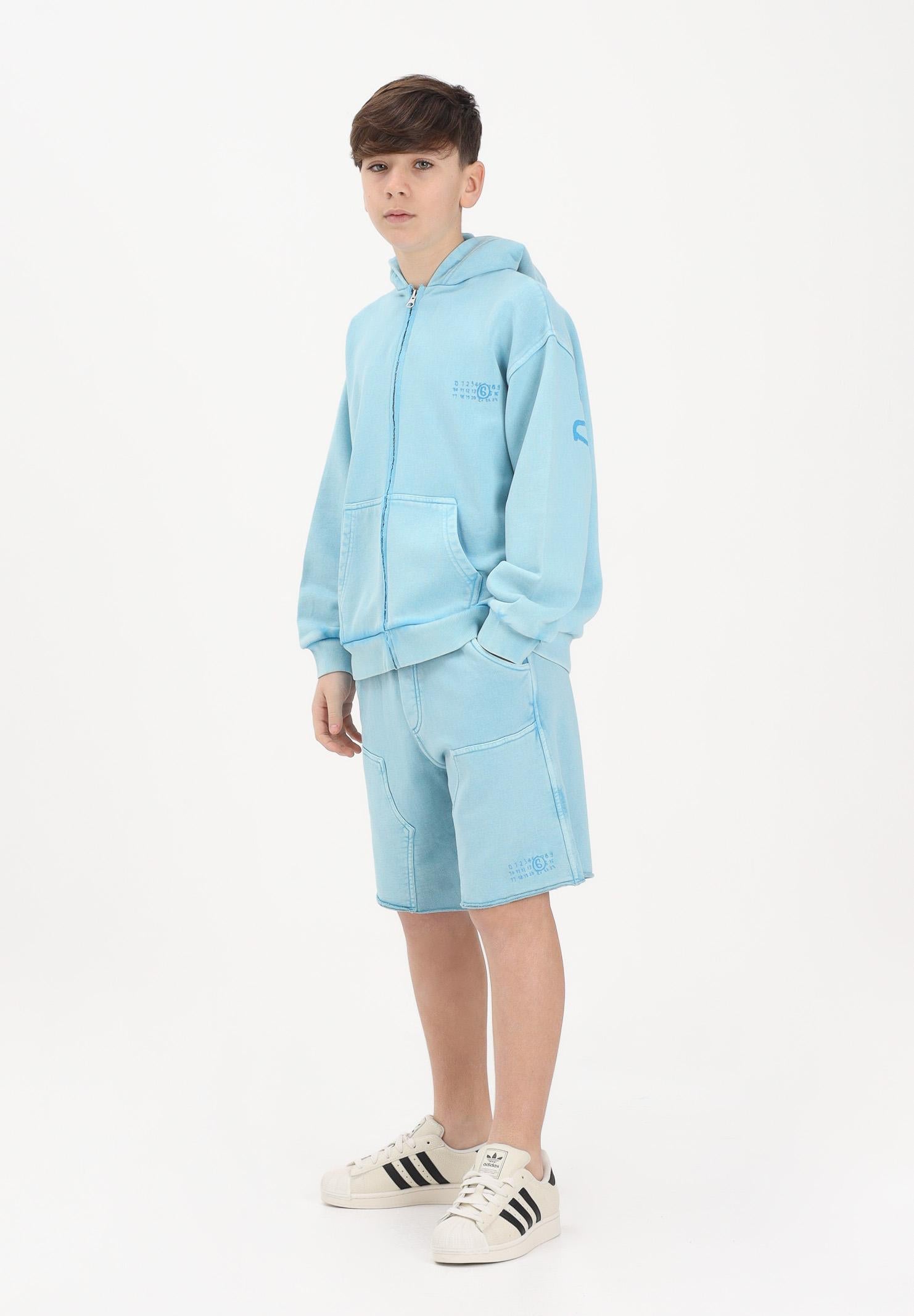 MAISON MARGIELA Shorts sportivo azzurro per donna, ragazzi e bambini con logo M60967MM07L M6809 MAISON MARGIELA 