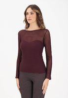 PATRIZIA PEPE Maglia girocollo bordeaux da donna a costine 8K0305K143 M536 PATRIZIA PEPE 