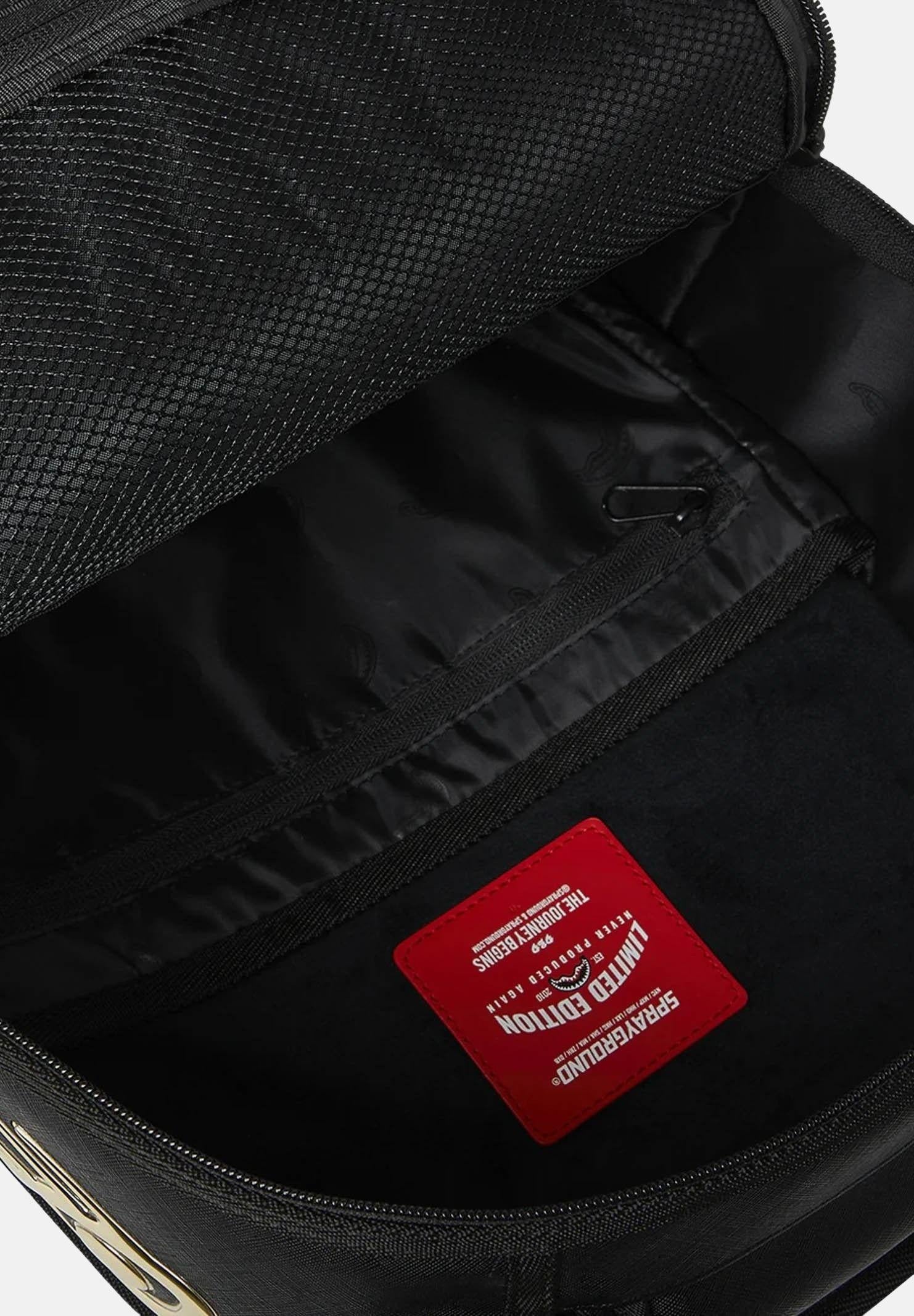 SPRAYGROUND Zaino GOLD AND DANGEROUS BACKPACK nero e oro per uomo e donna 910B8178NSZ . SPRAYGROUND 