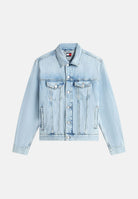 TOMMY JEANS Giubbotto Giacca trucker Ryan in denim vintage denim light blu, colore basico blu DM0DM23657 1AB TOMMY JEANS 