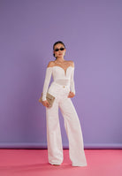 ELISABETTA FRANCHI Jeans a palazzo avorio da donna PJ23N61E2 360 ELISABETTA FRANCHI 