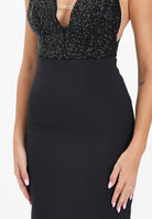 ELISABETTA FRANCHI Abito lungo nero da donna con corpetto ricamato di paillettes ABR2457E2 110 ELISABETTA FRANCHI 