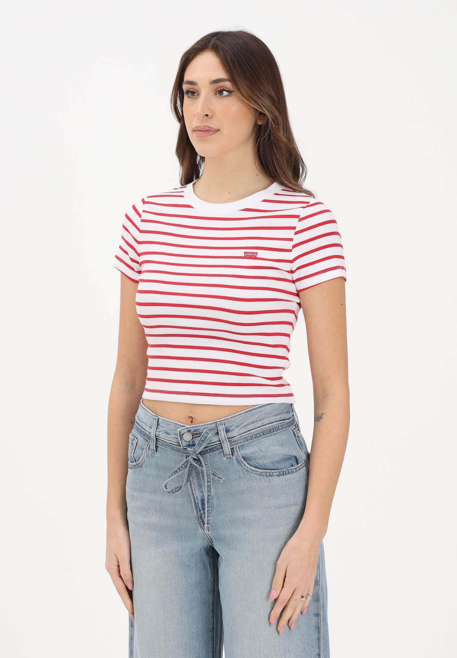 LEVI'S T-shirt a manica corta The Perfect bianca e rossa da donna A7419-0045 . LEVI'S® 