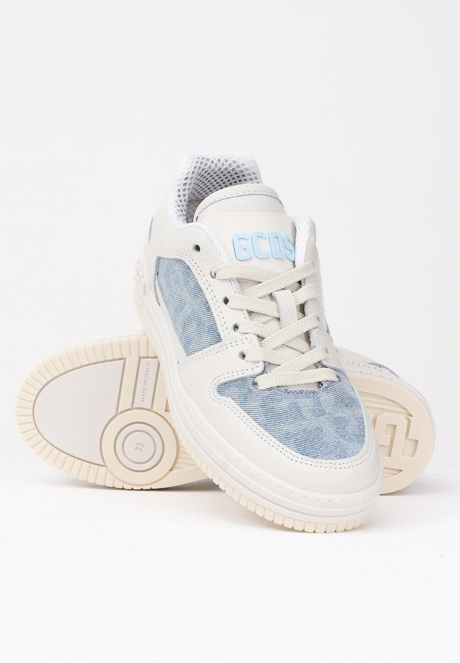 GCDS Sneakers panna per uomo e donna con inserti in denim chiaro GCD1011 460 GCDS 