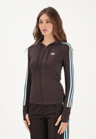 ADIDAS ORIGINALS Felpa con zip Trefoil marrone da donna KW4550 . ADIDAS ORIGINALS 