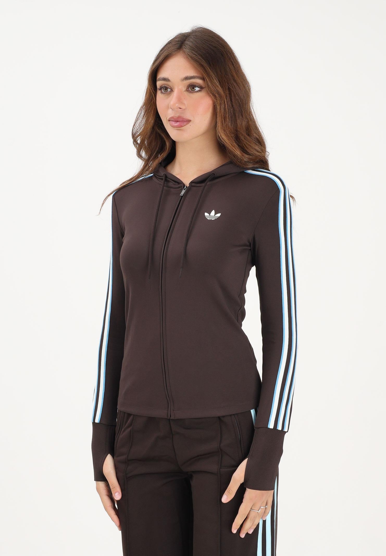 ADIDAS ORIGINALS Felpa con zip Trefoil marrone da donna KW4550 . ADIDAS ORIGINALS 