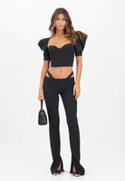 ELISABETTA FRANCHI Pantalone elegante nero da donna con cristalli PA12857E2 110 ELISABETTA FRANCHI 