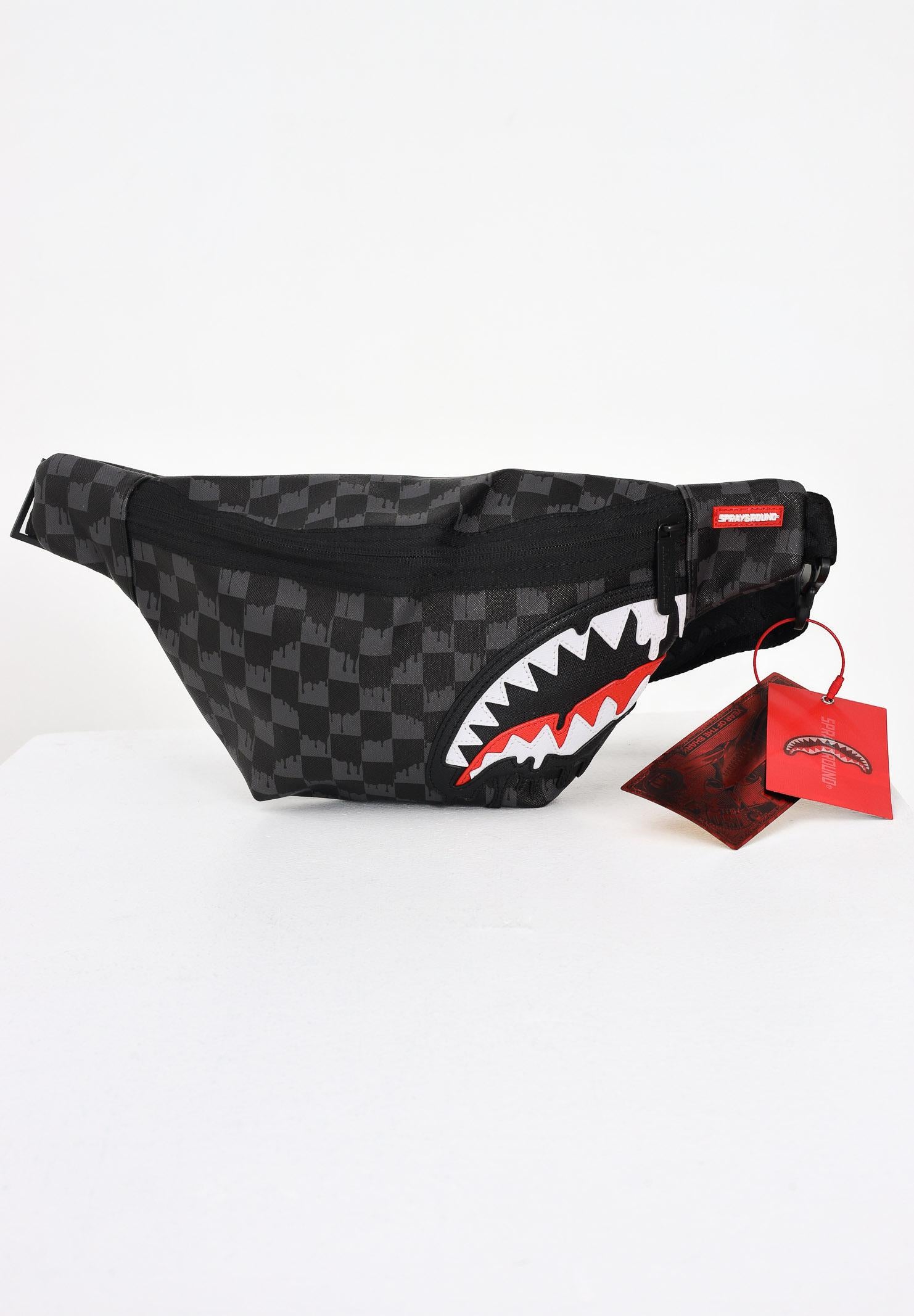 SPRAYGROUND Marsupio DRIPPING SHARKS IN PARIS SAVVY nero e grigio da uomo 910B7971NSZ  SPRAYGROUND 