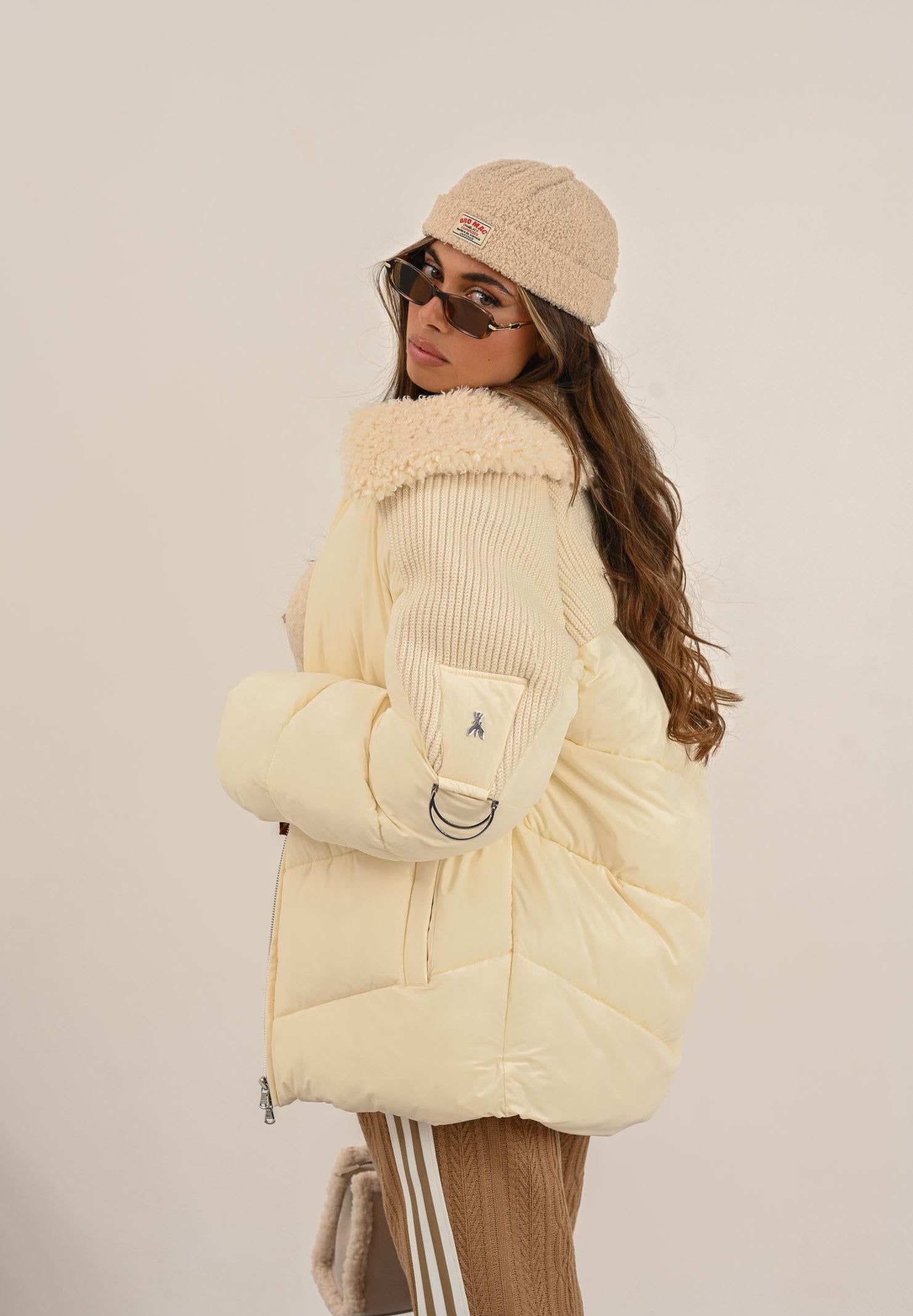 PATRIZIA PEPE Piumino panna da donna con collo fluffy 2O0187A674 W405 PATRIZIA PEPE 