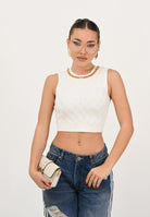 ELISABETTA FRANCHI Top in maglia avorio da donna con motivo a rombi TK60B56E2 360 ELISABETTA FRANCHI 