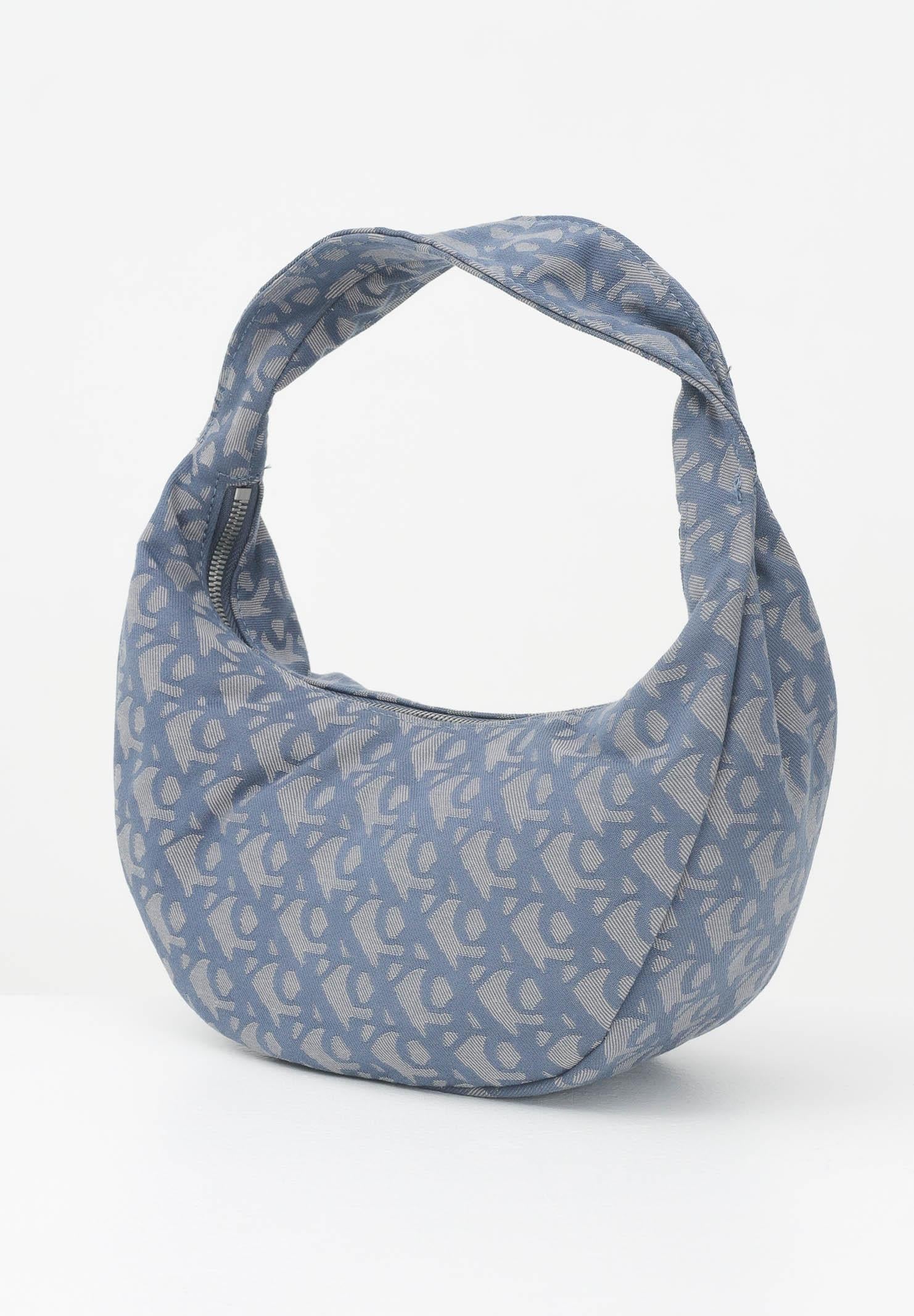 CALVIN KLEIN Borsa a spalla blu da donna con motivo jacquard all-over LV04F3206G ZYX CALVIN KLEIN 
