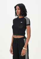 ADIDAS ORIGINALS Maglia a manica corta KNITTED CROCHET CALI nera da donna KC6481 . ADIDAS ORIGINALS 
