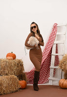 ELISABETTA FRANCHI Abito midi cammello da donna con taschino AM10B56E2 EC1 ELISABETTA FRANCHI 