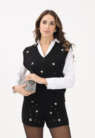 VICOLO Gilet nero da donna con dettagli gioiello 55155F NE VICOLO 