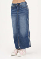 ADIDAS ORIGINALS Gonna midi 3 STRIPES in denim medio da donna KD2908 . ADIDAS ORIGINALS 