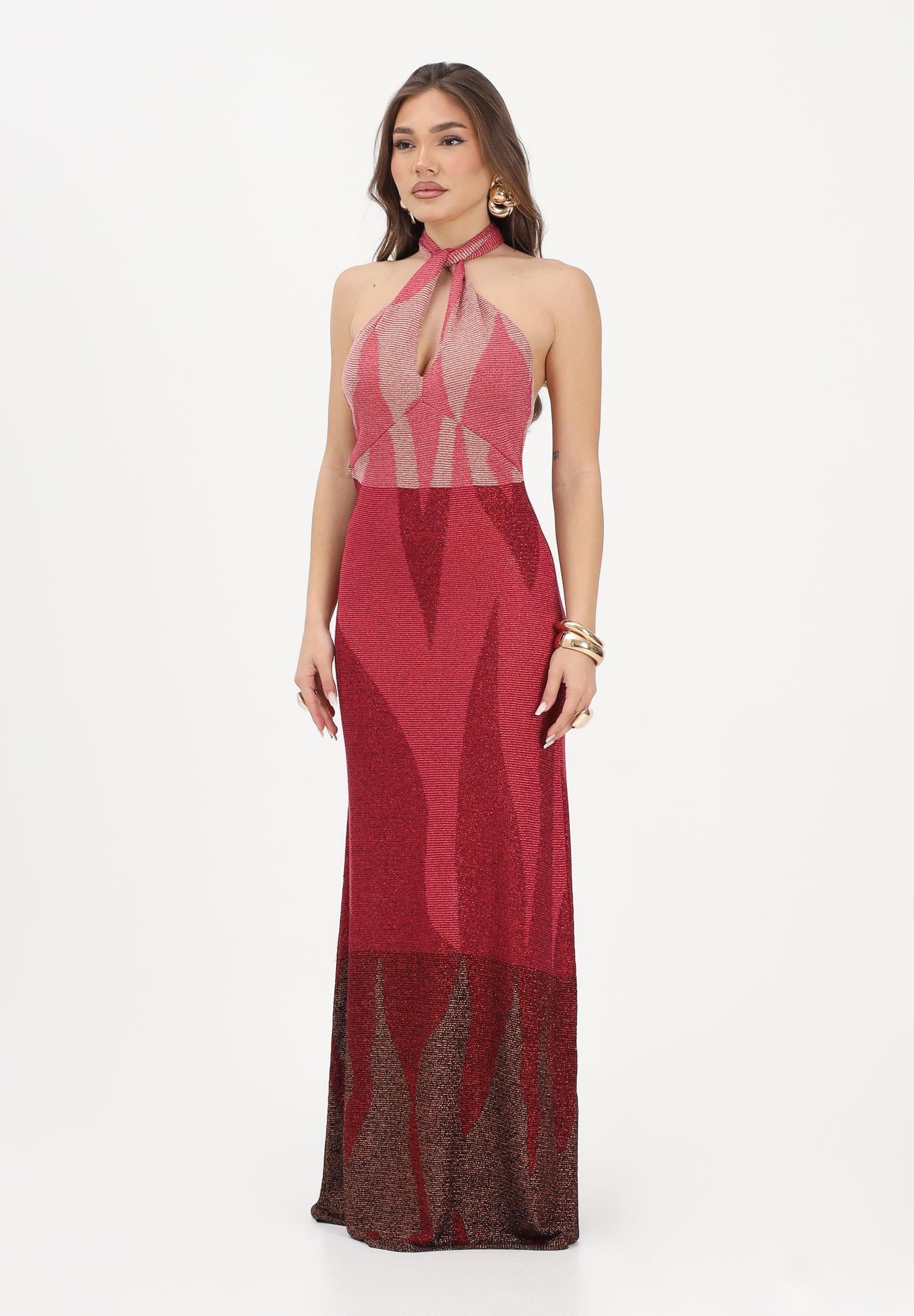 AKEP Abito lungo halter rosso fragola da donna con schiena scoperta VSKD13302 V2 AKEP 